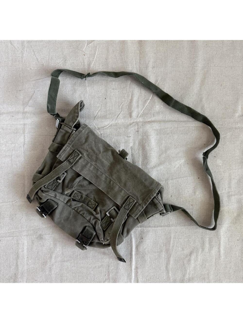 Vintage German Olive Green Military Style Crossbody Bag